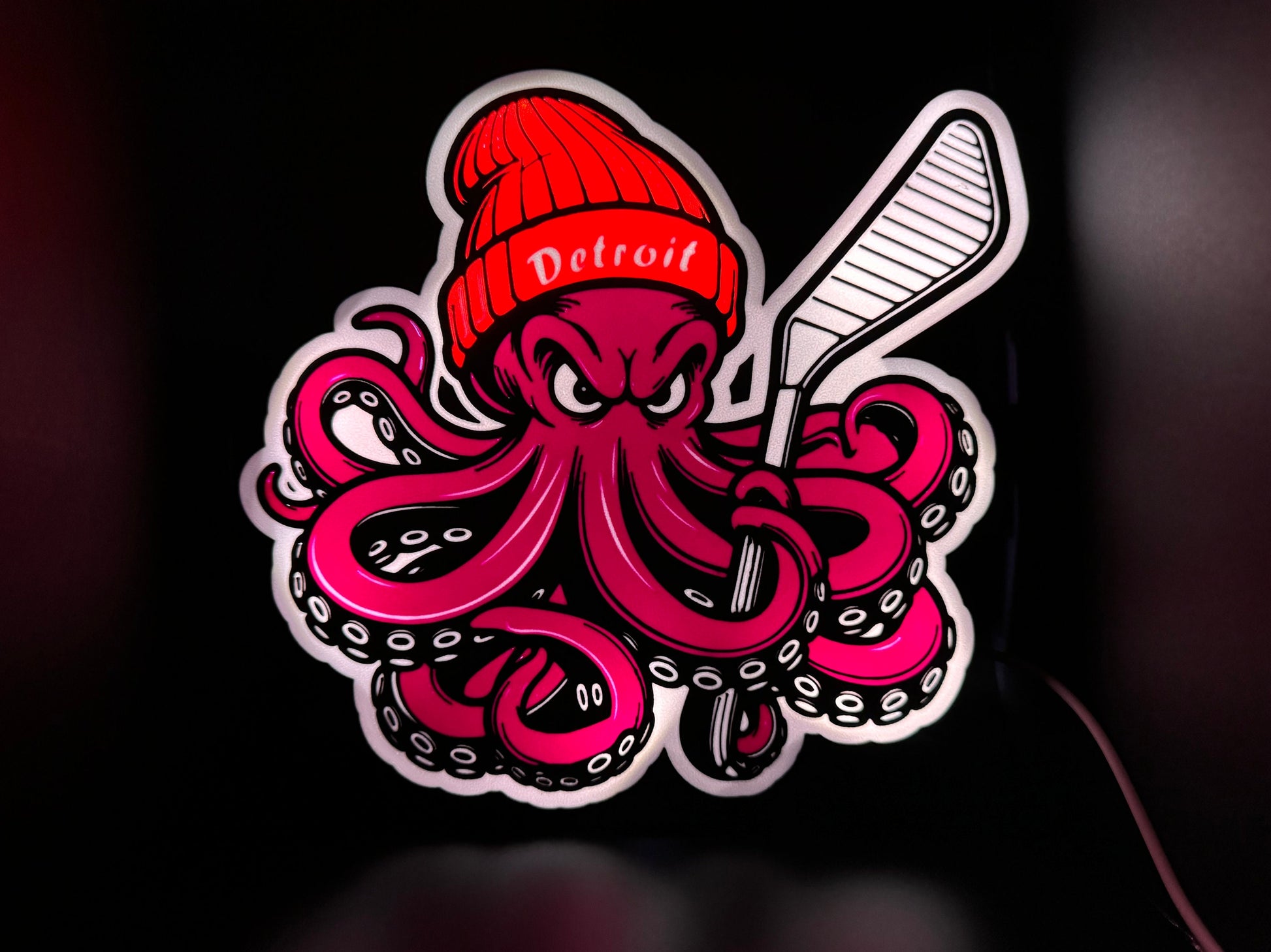 Detroit Red Wings LED Sign | Wall Decor | Hockey Sign | Hockeytown | Octopus | Gift for Him | nhl | Winged Wheel