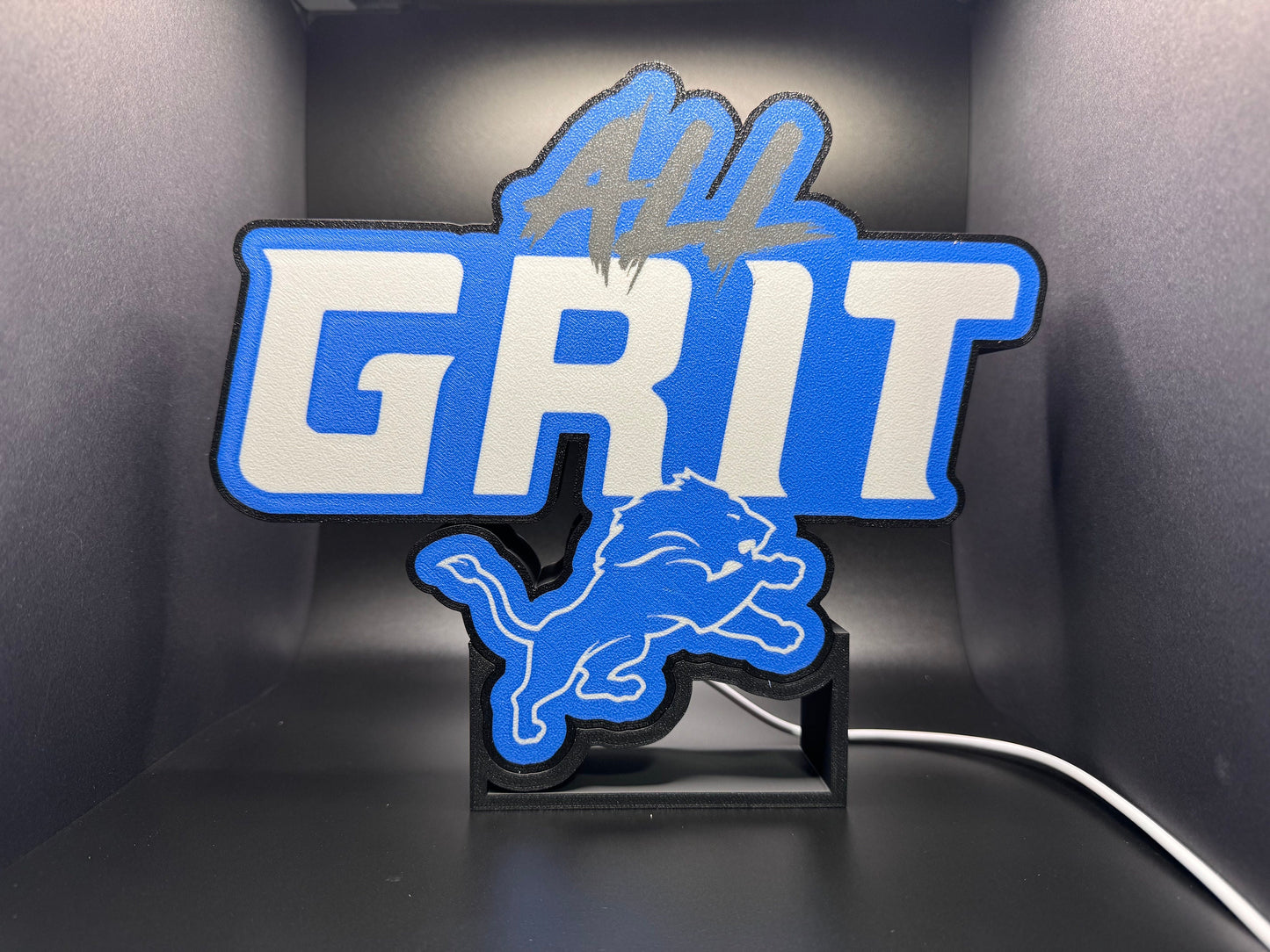 Detroit Lions All Grit LED Sign | Wall Decor | Football Sign | NFL | Gift for Him | Mancave