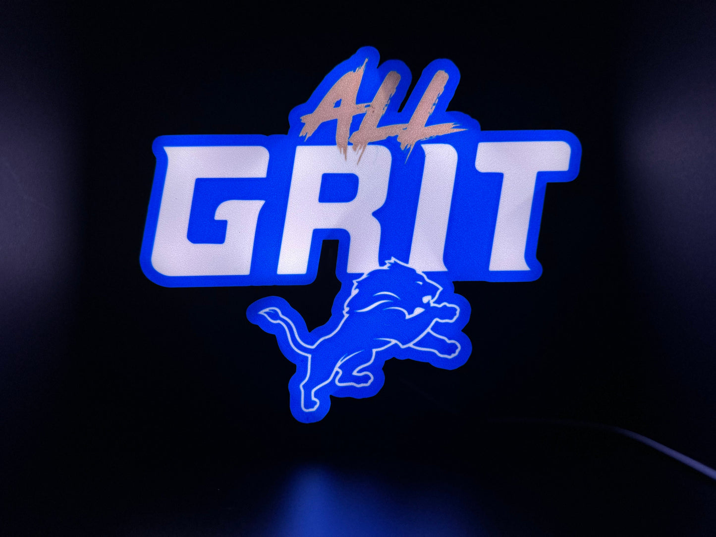 Detroit Lions All Grit LED Sign | Wall Decor | Football Sign | NFL | Gift for Him | Mancave