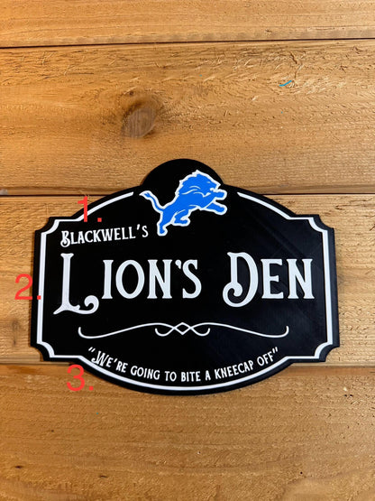 Detroit Lions Personalized Sign | Wall Decor | Football Sign | NFL | Gift for Him | Mancave | Bar Decor |